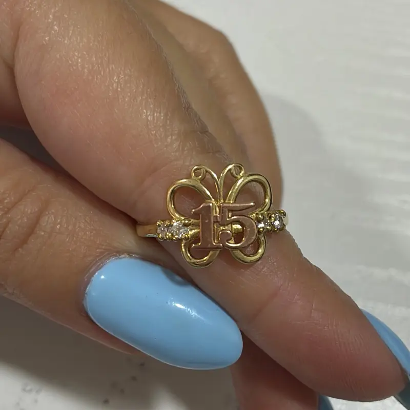 Quinceañera Butterfly Ring, 10K Gold, Size 8