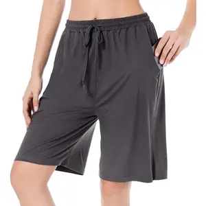 Women's High Waisted Basketball Shorts Long Bermuda Gym Yoga Shorts with Pockets Athletic Knee Length Running Shorts