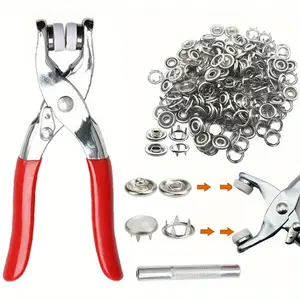Stainless Steel Metal Sewing Buttons & Snap Fastener Pliers Set - Easy-to-Use DIY Clothes Buckle Installation Kit for Secure and Durable Fastening - Perfect for Crafting, Sewing, and Repairing