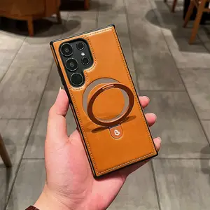 NganGee Leather Plastic Protective Case with Stand for SamsungS25Ultra S24Ultra S23Ultra S22Ultra S24+ S23+ S22+