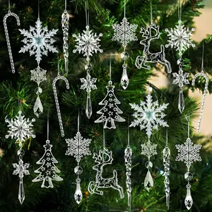 18 Christmas decorations, snowflake decorations, acrylic crystal Christmas decorations, ice columns, water droplet pendants, pendants, Room Decoration Ornaments, Home Decor Ornaments