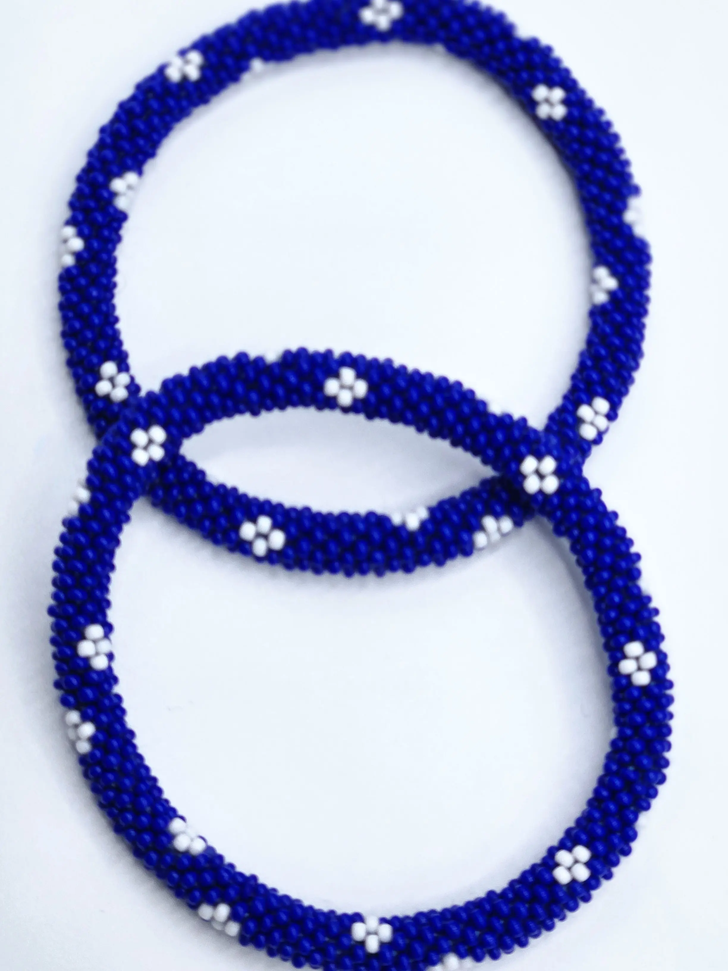 Set of 2 Handmade Nepal Czech Glass Seed-Bead Crochet Bracelets Boho Chic Roll-On Bangles One-Size Fits Most Women's Fashion Jewelry Boho Hippie Beaded Bracelet Bangles Artisan-Made Accessories