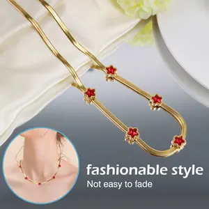 1 Count Stainless Steel Gold Pendant，Plated Curved Earrings with Exquisite Gem ，Embellished Floral Design