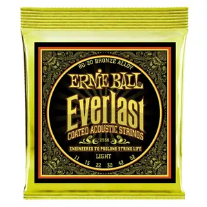 Ernie Ball Everlast Coated 80/20 Bronze Acoustic Guitar Strings  11-52 Light