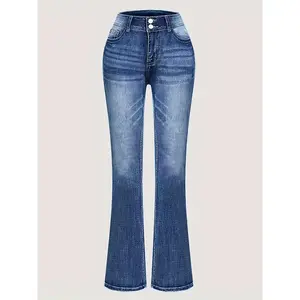 Women'S High Stretch Embroidered Flared Jeans, Fashionable Casual Jeans, Women'S Jeans And Clothing