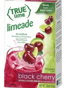 TRUE LIME Black Cherry Limeade Drink Mix (10 Packets) | Made from Real Limes | No Preservatives, No Artificial Sweeteners, Gluten Free | Water Flavor Packets & Water Enhancer with Stevia