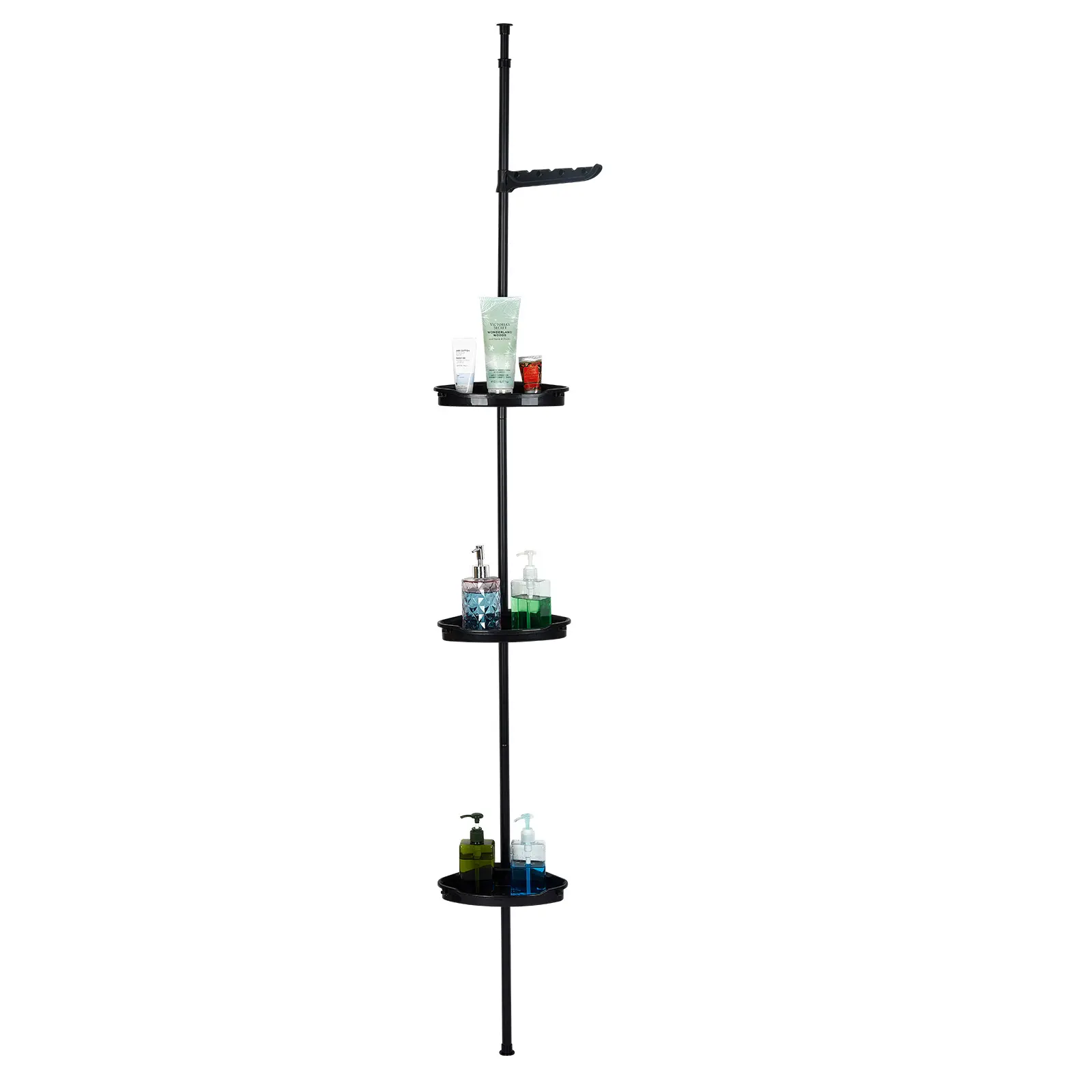 No-Drill 4-Tier Corner Shower Tension Pole Caddy, Rust-Resistant Bathroom Storage Rack with 4 Adjustable Shelves, Rustproof Standing Organizer, Adjustable 39–122 Inches