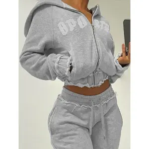 Women's Letter Print Raglan Sleeve Zip Up Hooded Jacket, Casual Raglan Sleeve Pocket Raw Hem Outerwear for Fall & Winter, Ladies Clothes for Daily Wear