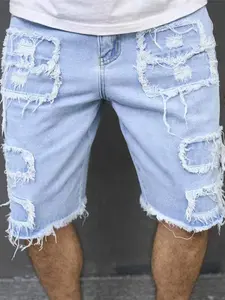 Men’s summer outdoor casual distressed jeans with rips, featuring multiple storage pockets throughout the pants and a large back pocket; suitable for daily commuting, parties, and sports.