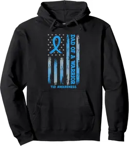 Type 1 Diabetes Awareness T1D Dad of Warrior Type 1 Diabetic Pullover Hoodie 4