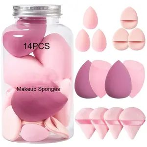 14PCS Makeup Sponge Set Beauty Blender Latex-Free, Foundation Blending Sponges + Mini Sponges & Triangle Powder Puff