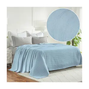 Superior Cotton Textured Striped Woven Blanket, Full/Queen