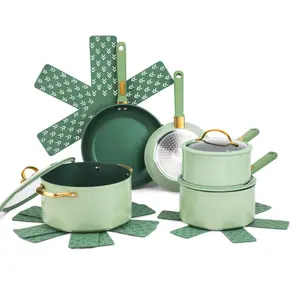 Thyme & Table Granite 12-Piece Cookware Set Non-Stick - Green
