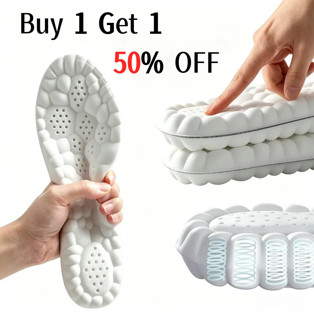 Cloud Soft 4D Memory Foam Insole Insert - Premium Inserts, Unisex Wear Pressure Relief, Breathable Trim-To-Fit Soft Cushioned for Men’s & Women’s Footwear