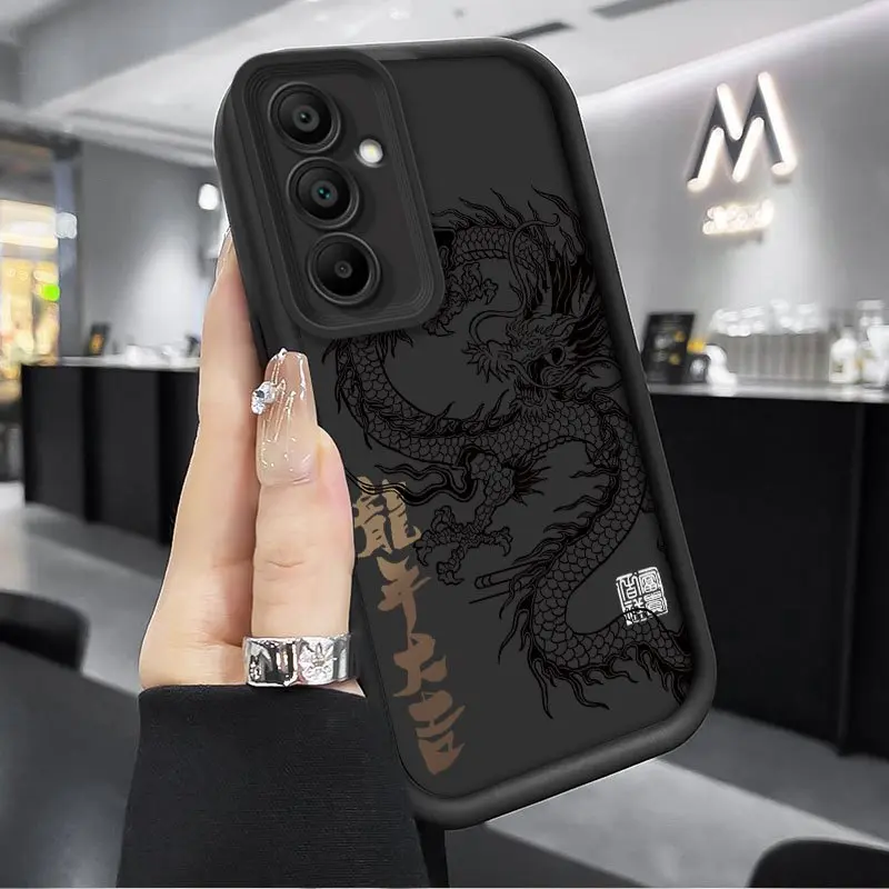 Dragon Totem Couple Smartphone Case for Samsung Galaxy A05S,A13-A16,A25-A26,A33-A36,A51-A56,A71 4G/5G - Premium Angel Lens Full Coverage Shockproof Anti-Drop Soft Gradient Plastic Polycarbonate TPU Casing, Protector Cellphone Accessory