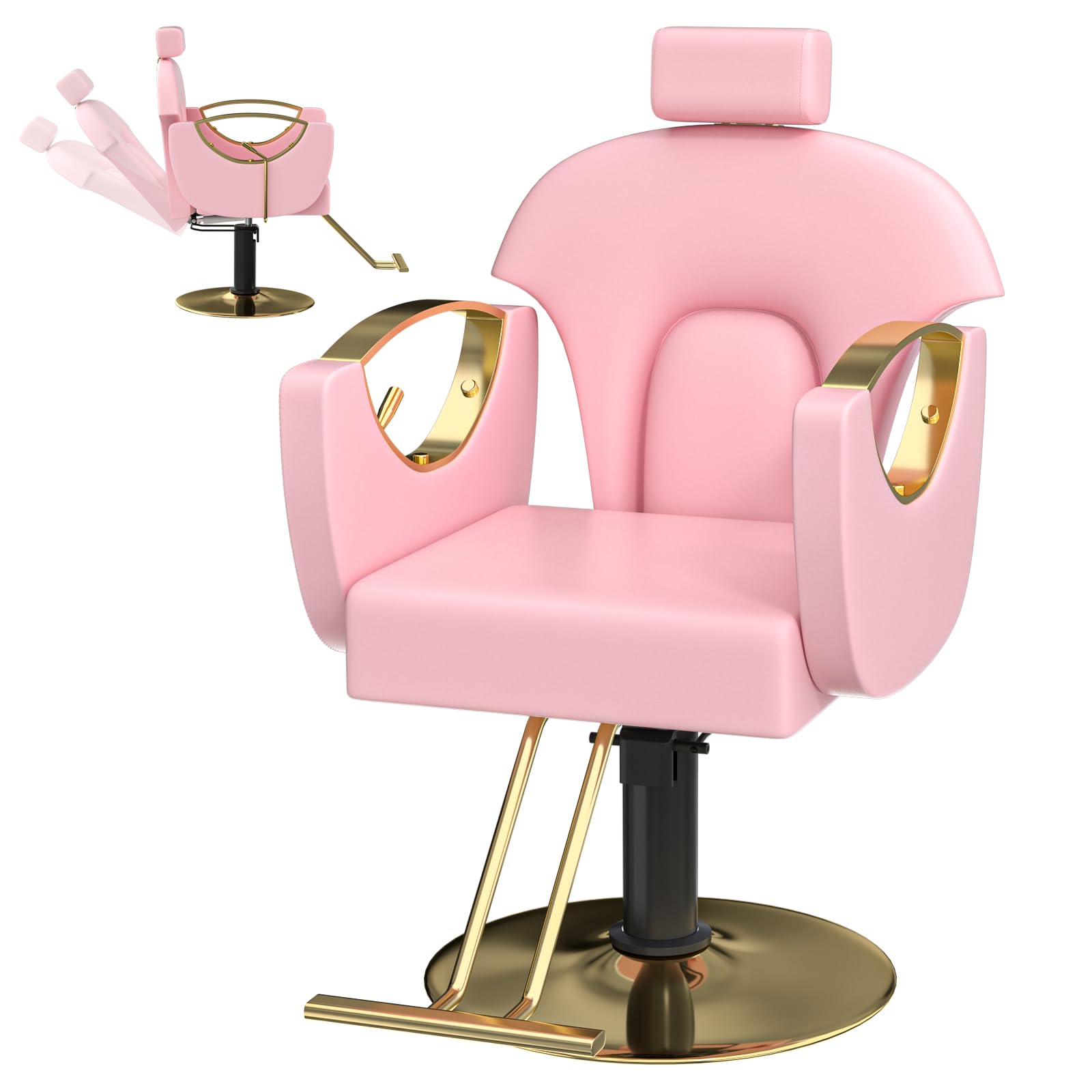 Reclining Salon Chair Hydraulic Pump 360 Swivel Hair Stylist Tattoo Club Lash Makeup Shop