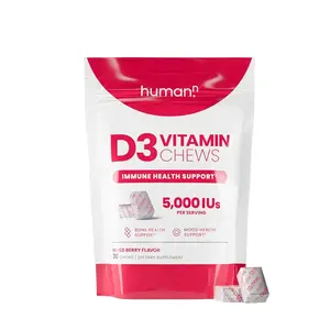 Humann Vitamin D3 Chews - 5000 IU Mixed Berry Flavor, 30 Chews Daily Supplement for Immune, Mood & Bone Health, Non-GMO, Gluten-Free, Natural Dietary Healthcare