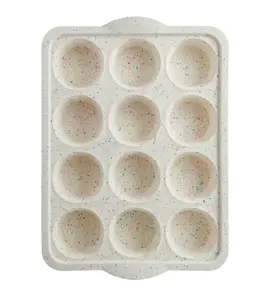 12 Count Muffin or Cupcake Pan Multicolor Confetti Dishwasher Safe Regular 2.75 inch Diameter for Baking