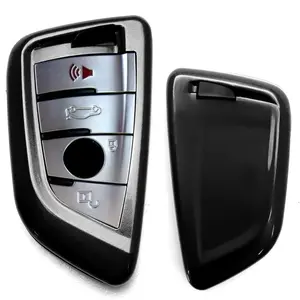 iJDMTOY Exact Fit Gloss Metallic Black Smart Remote Key Fob Shell For BMW X1 X4 X5 X6, 5 Series, 7 Series; For Toyota Supra