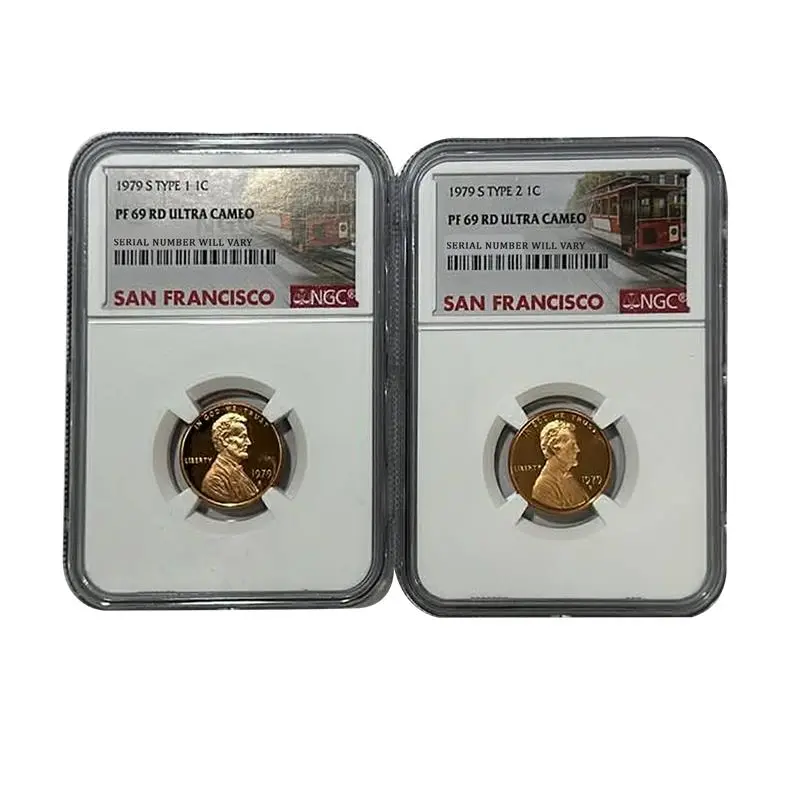 1979-S Lincoln Cent Type 1 & Type 2 Set - San Francisco Label - NGC PF69 RD UCAM