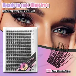 156/157pcs Self-Adhesive False Eyelashes Set - Natural Thick Clusters, Glue-Free, Various Sizes (6-9mm, 10-12mm, 13-15mm), C/D Curl, Cat Eye Style, Perfect for Quick Makeup Application