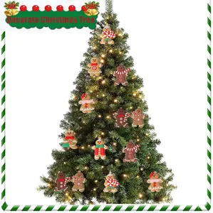 12PCS 3 Inch Gingerbread Ornaments Assorted Figurines Christmas Tree Hanging Decor for Home Holiday Festive Party