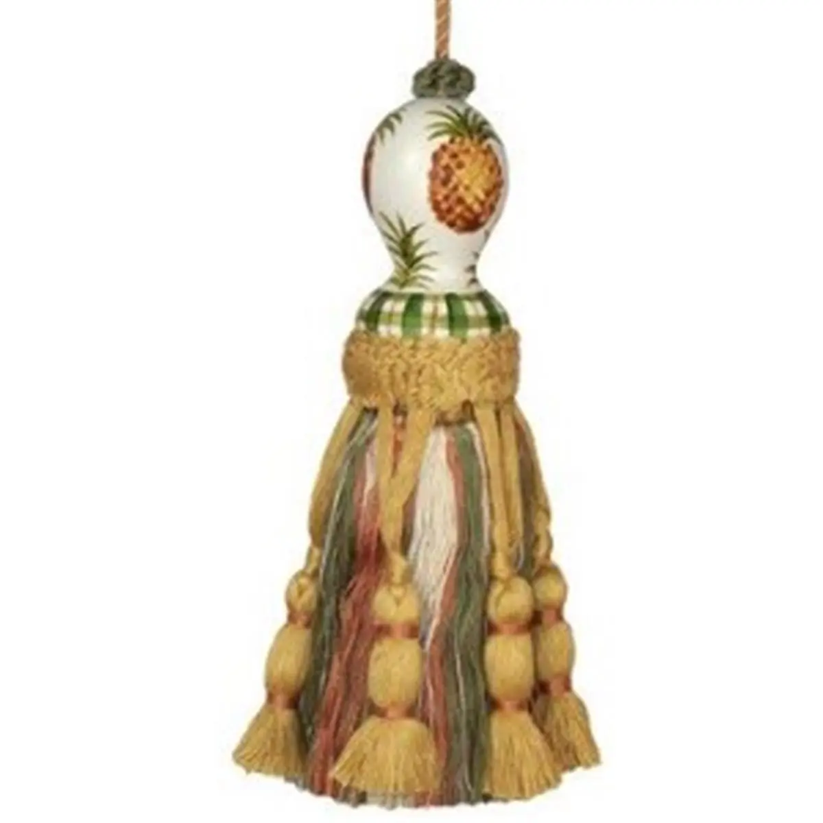 123 Creations Hand-Painted Wooden Fruit Head Pineapple Tassel - 8 in Hangable Home Decor, Door Hanging Accent, Unique Gift for Gift Seekers