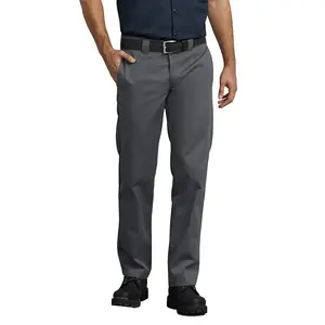 Dickies 873 Slim Straight Work Pants Charcoal Mid Waist Fitted All Seasons Below the Ankle Plain Twill Blend