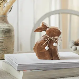 Bunny Hop Wooden Bunny w/ Pearl Beads 4.25x5.5