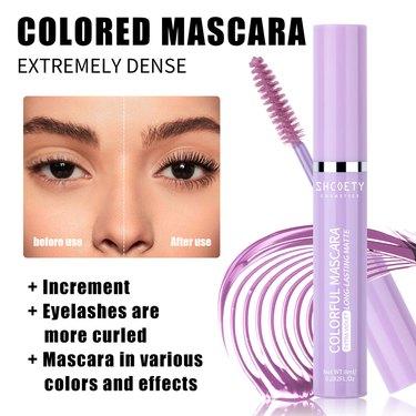 Women's 4-Color Colored Mascara Multi-Pack Set (Pink, Blue, Purple, Brown) - Waterproof, Long-Lasting, Smudge-Proof, Clump-Free, Featherlight Volumizing Tubing Mascara with Doll Eye Effect, Compact Travel-Friendly Cosmetic, Ideal for Daily Makeup, Gifting