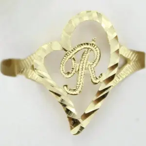 Vintage Hollow out Heart Design Initial Cuff Ring for Women, Letter Design Promise Ring for Her, Fashion Dainty Matching Rings Jewelry for Women & Girls