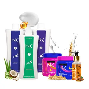 NK Complete Hair Straightening Treatment, Kit Steps 1,2,3,4,5. Hair Surgery with keratin, post-treatment, shampoo Step 3 , Hair Mask Collagen & hyaluronic acid and Styling Argan Oil.