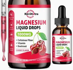 Magnesium Glycinate Liquid Drops, 1000mg Magnesium Glycinate, Citrate & Taurate with Fiber, Beetroot, Vitamin B & C for Sleep, Calm, Muscle, Energy & Relaxation, 2 Fl Oz, Sugar-Free Cherry Flavor