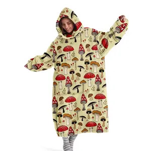 hoodie blanket, Wearable Blanket, Hooded Blanket Sweatshirt, Wearable Blanket, Winter Homewear with Hood, Soft Unisex, Mushroom Print, Modern Design, Cozy Hooded Blanket, Christmas Gift,Valentine's Day gift