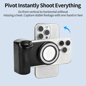 3-in-1 Magnetic MagSafe Smartphone Grip - Bluetooth Remote Control, Adjustable Temperature Brilliant Light, 1-Hand Operation Steady Grip for Selfie Shorts, Universal Mobile Cellphone Accessories