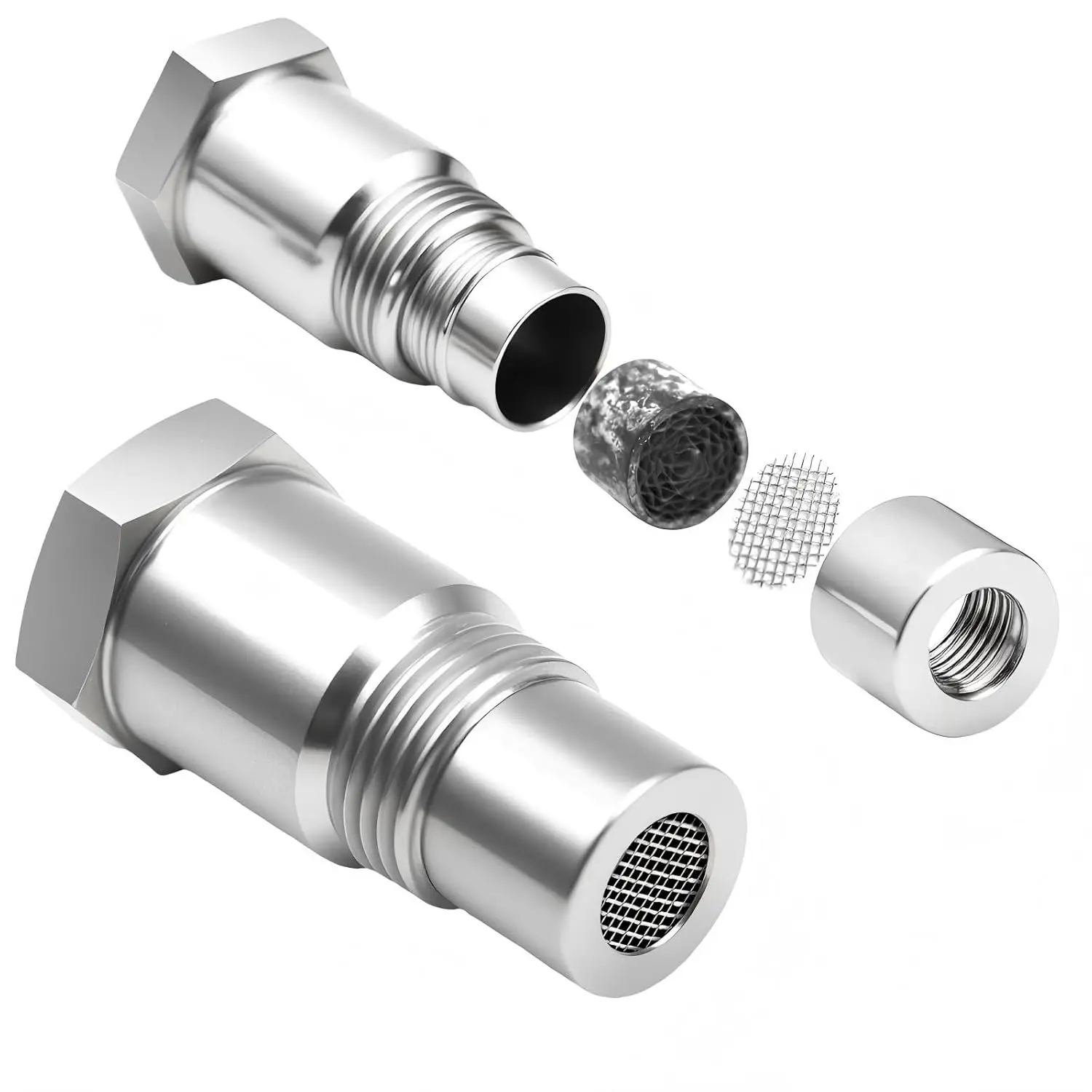 2PCS Stainless Steel M18x1.5 Sensor Filter Adapter Extension Pipe Fitting - Auto Repair Tools, Auto Tools