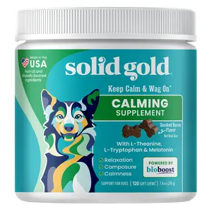 Solid Gold Keep Calm & Wag On™, Calming Supplement, For Dogs, Smoked Bacon, 120 Soft Chews, 7.6 oz (216 g)