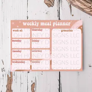 WEEKLY MEAL PLANNER | Oh Honey Designs | boho, meal planning, weekly planner, retro |