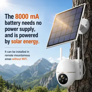 5MP 2160p Cellular 4G LTE Solar PTZ Security Camera - 360-Degree Wireless Outdoor Surveillance, 10800mAh Solar Panel, Full-Color Night Vision, Auto Tracking, 2-Way Audio, Wall Mount, Micro SD Support, IP66 Weatherproof, EseeCloud APP CCTV (No WiFi Needed)