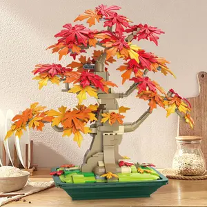 flash card DK025 bonsai maple tree home decoration, building blocks tree model assembly decoration, toy tree, girls' holiday toy gift