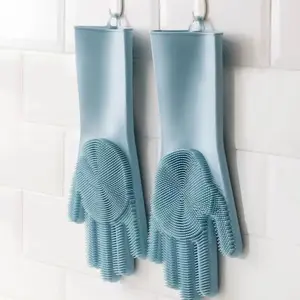 Kitchen special silicone dishwashing gloves durable wear-resistant waterproof rubber gloves