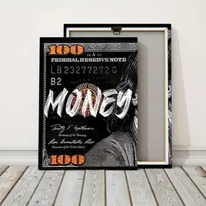 3 Counts/set Wooden Framed Money Makes Money Canvas Posters, Money Wall Art, Modern Wall Art, Inspirational Dollar Bill Pop Art, Wall Decor Home, Office, Dorm, Perfect Gift for Friends and Family, Waterproof Canvas, Wall Decor, Ready To Hang