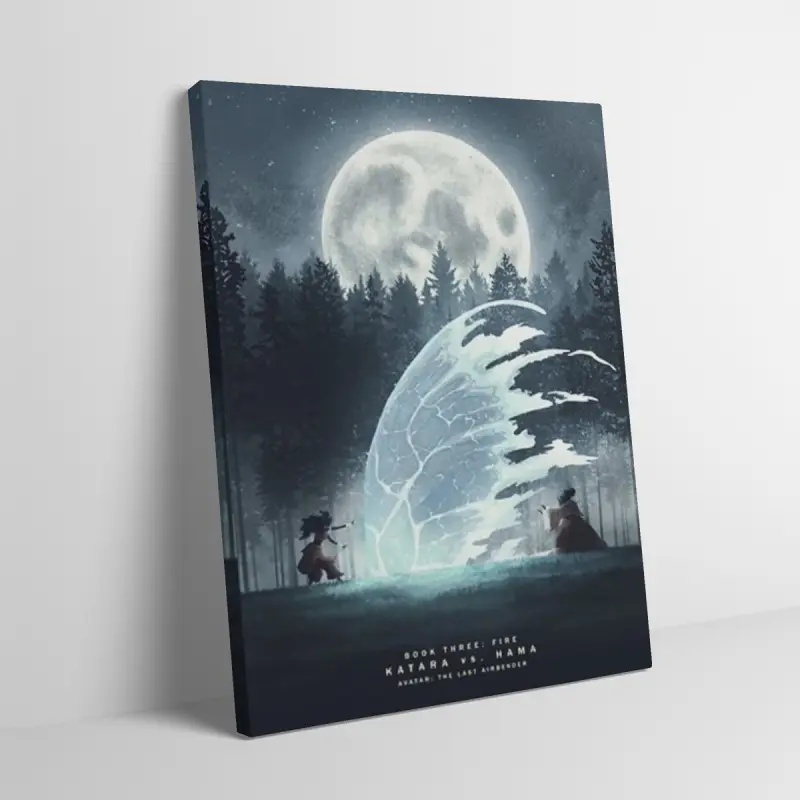Avatar The Last Airbender Katara vs Hama Canvas Home Wall Art, Room Wall Art, Water Tribe Battle Art Print, ATLA Moonlight Forest Poster, Anime Series Decor, Decorative Artwork for Fans & Collectors
