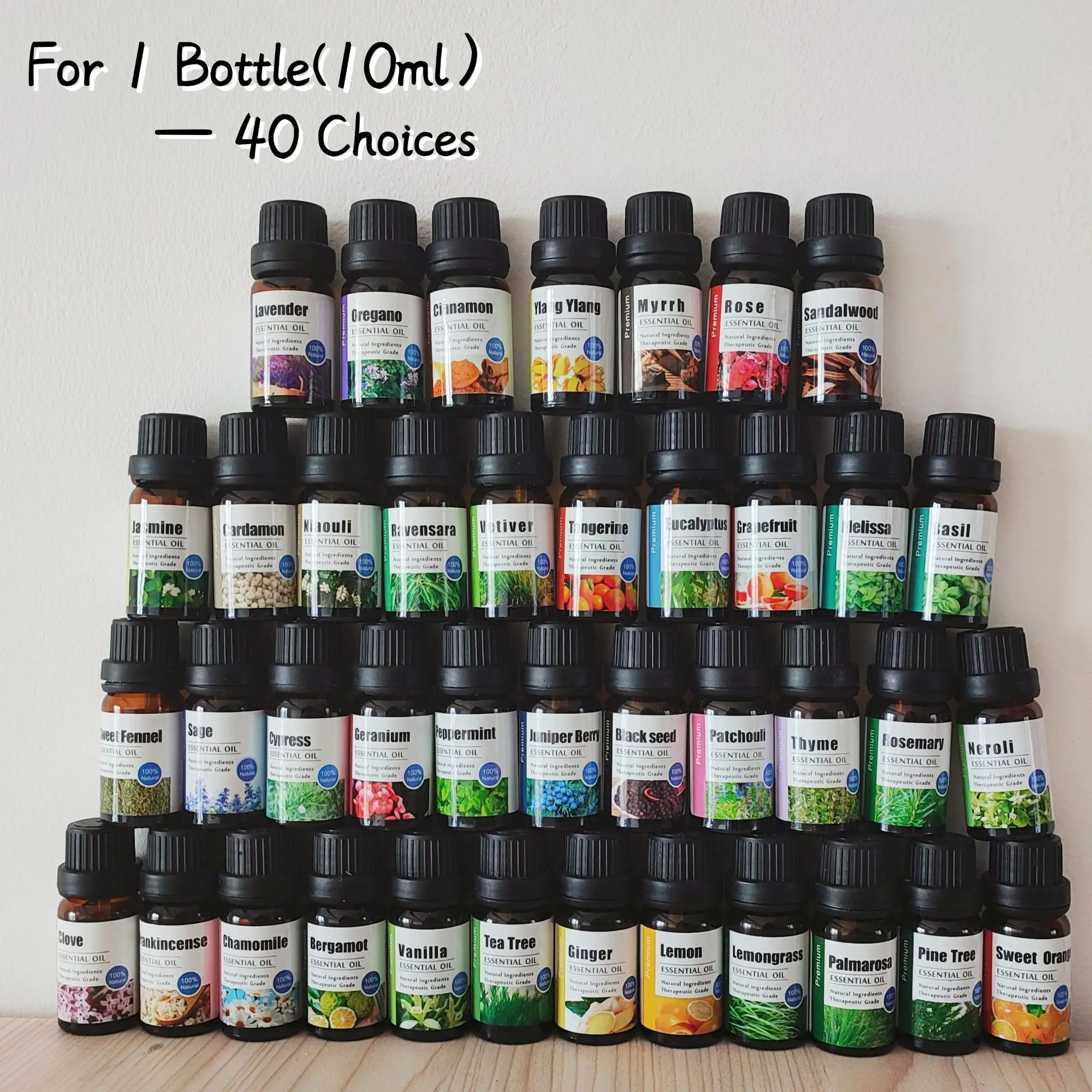 10ml Aromatherapy Pure Essential Oil (1 Count), Natural Ingredients Plant Essential Oil, Suitable for Massage Air Diffuser Humidifier Shower Bubble Ba