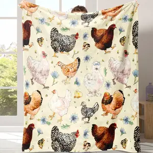 Chicken Pattern Soft Fleece Throw, Warm & Cozy for Home, Office, Travel, or Camping – Perfect for Air-Conditioned Rooms, Naps, and Cute Bedroom Decor ​