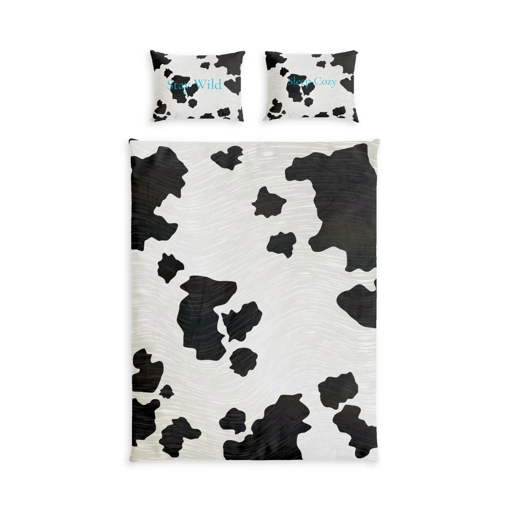 Cow Print Cotton Bed Set – Black & White Farmhouse Duvet Cover