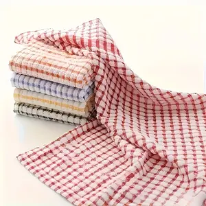 7pcs Colorful Checkered Dishwashing Towels - Super Absorbent & Reusable Cleaning Cloths, Anti-Shrink Polyester Fiber, Ideal for Kitchen, Bathroom, Bedroom, Outdoor Use - Assorted Colors (Red, Blue, Green, Yellow, Orange, Pink, Purple), Dish Towels