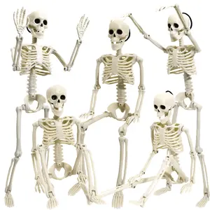 5 Pack Halloween Skeleton Decoration,16" Full Body Posable Skeleton Realistic Human Bones with Posable Joints for Halloween Pose Prop Decor Yard Lawn Garden Patio Outdoor Haunted House Decorations
