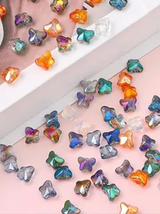 200 Pcs Grass Crystal Butterfly Beads - 10mm Loose Beads & Charms with Spacers, with a Storage Box