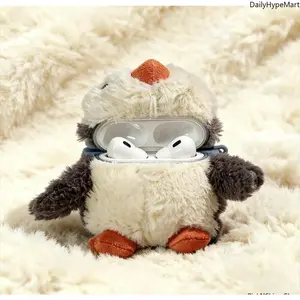 3D Cute Penguin Soft Fur AirPods Case - Shockproof Anti-Drop Protection Cover, Stylish Fashion Tech Accessory Compatible with AirPods 1,2,3,Pro,Pro 2, Accessories